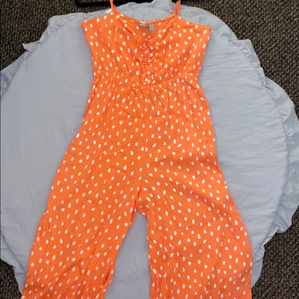 Orange polka dot Pant Romper